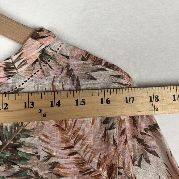 J.‎ JILL Love Linen Top Women's Sz M Tropical Tunic Pullover V-Neck 3/4 Flutter - Picture 9 of 11